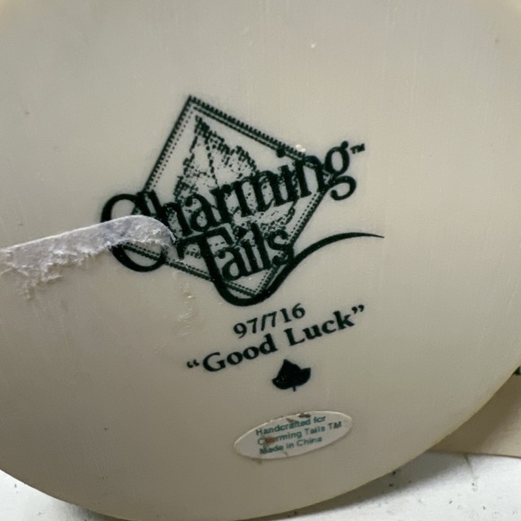 Charming Tails Fitz & Floyd "Good Luck" Mouse‎ 4 Leaf Clover Shamrocks Figurine - Picture 13 of 14